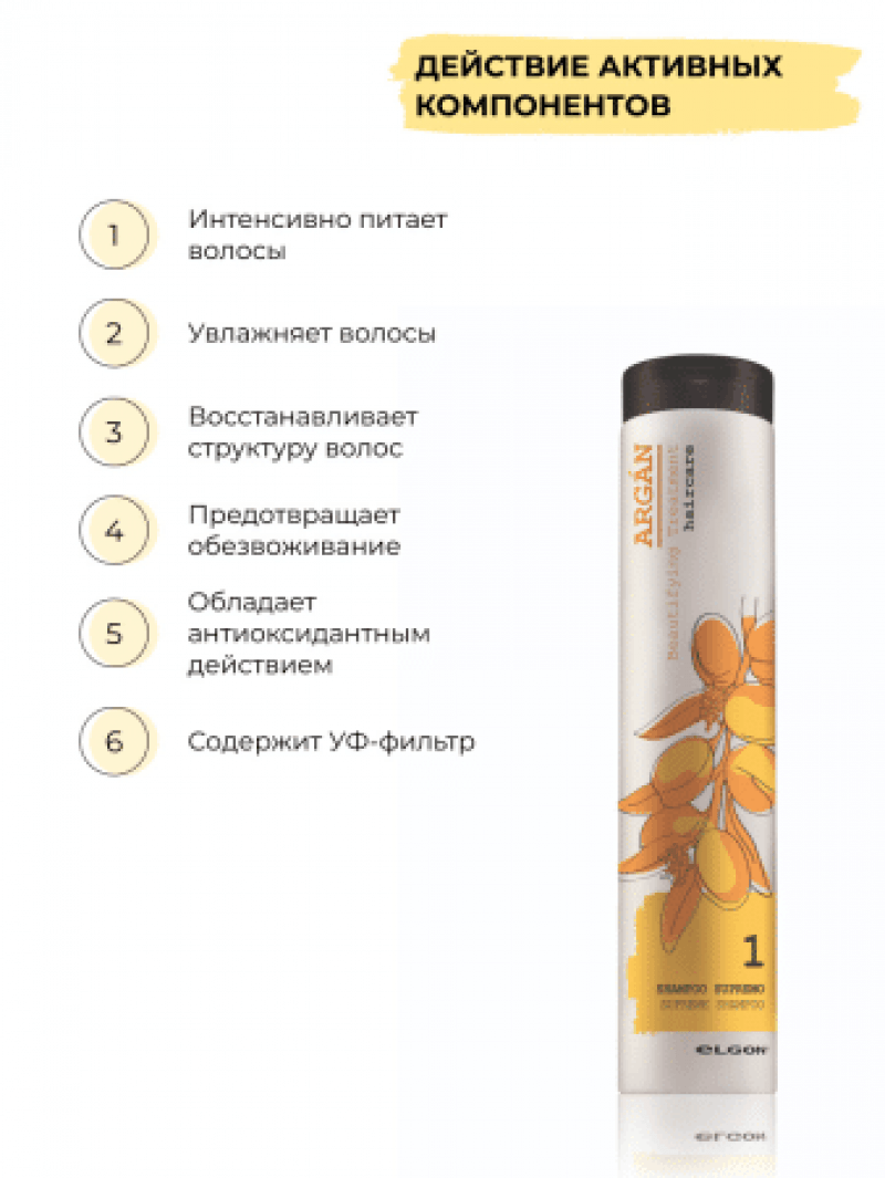 ELGON ARGAN SUPREMO Шампунь для волос аргановый Argan Shampoo Supremo 250 мл