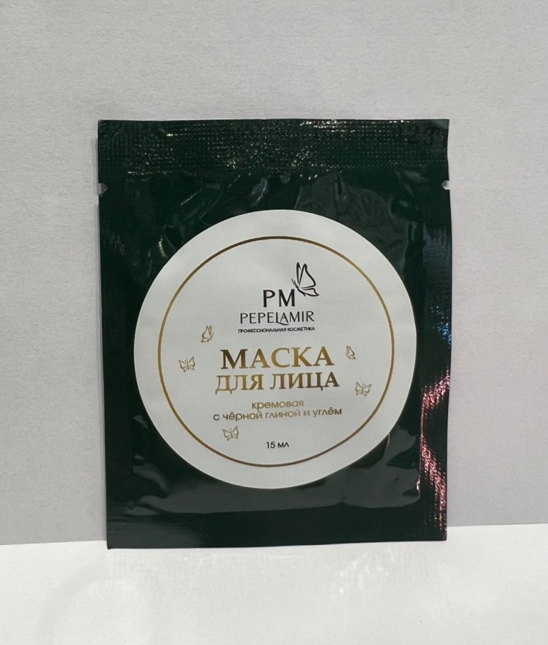 PM Маска для лица кремовая пробник (Черная глина и уголь / зелен. саше)