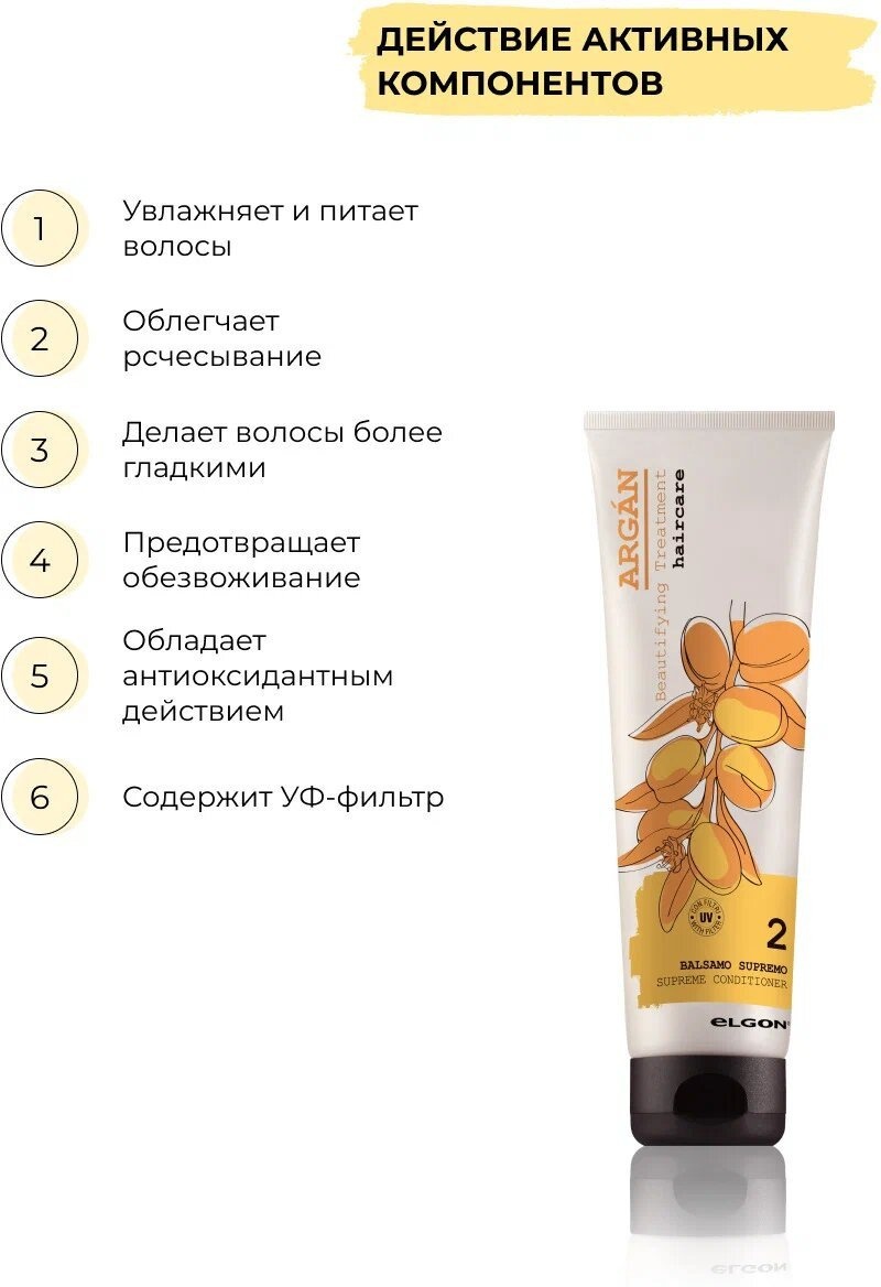 ELGON ARGAN SUPREMO Кондиционер для волос с маслом арганы BALSAMO SUPREMO 150мл