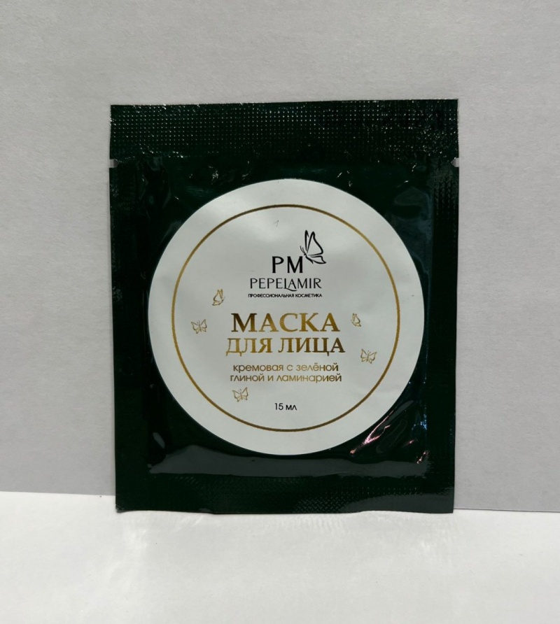 PM Маска для лица кремовая пробник (Зеленая глина и ламинария / зелен. саше)